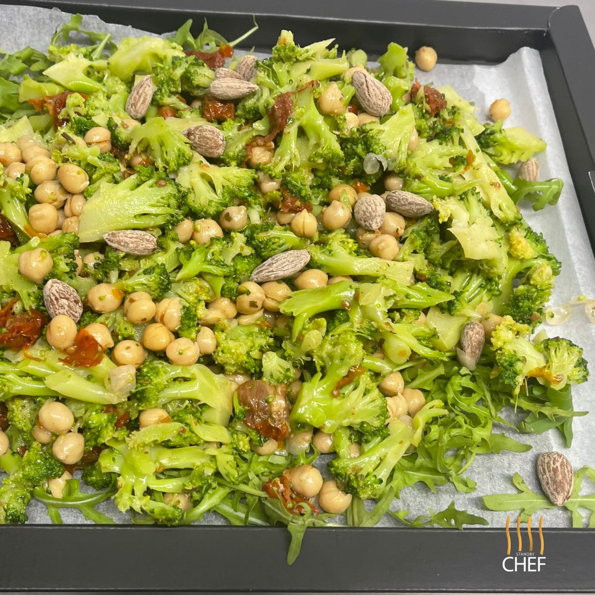 Broccoli And Chickpeas Platter With Salted Almonds broccoli-and-chickpeas-platter-with-salted-almonds