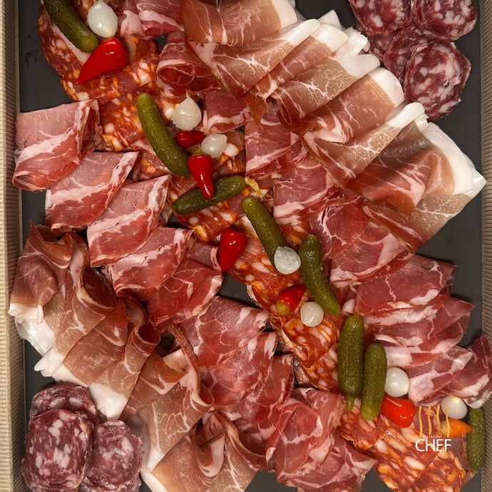 sharing platters of charcuterie for your buffet party