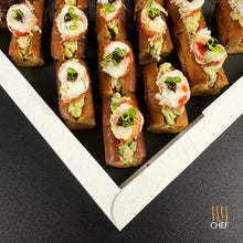Load image into Gallery viewer, One Tray Contains 20 Canapes of Lobster Rolls -Premium Gourmet Canapes delivered to your party event
