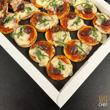 Load image into Gallery viewer, One Tray contains 20 mini pizza canapes finger food