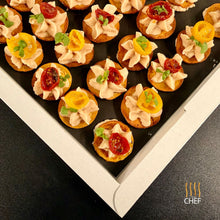 Load image into Gallery viewer, One tray contains 30 plant based vegan, gluten free and dairy free canapes