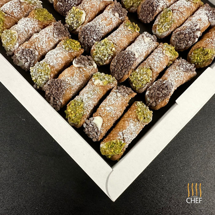 One tray contains 30 ready to serve Italian Sweet Cannoli Canapes for your party