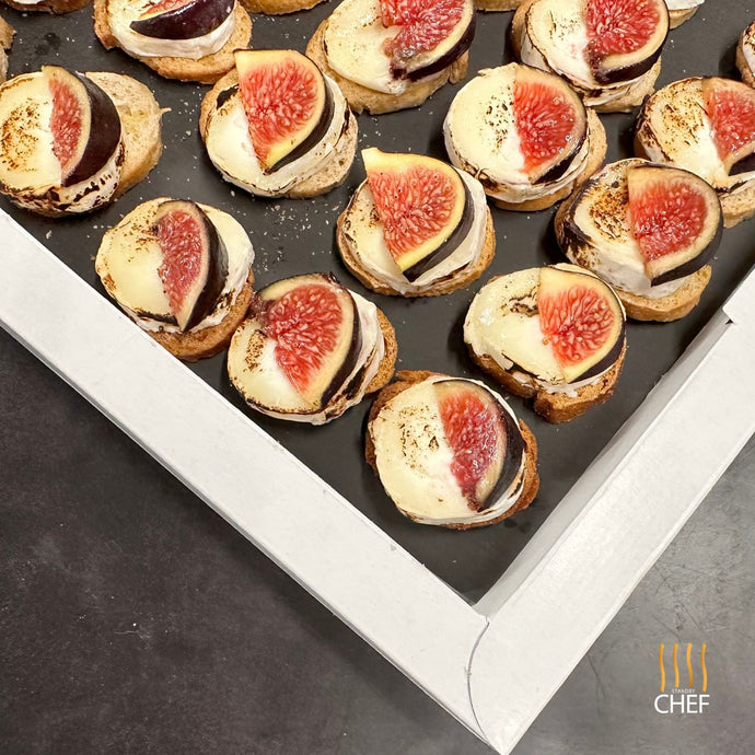 One Tray Contains 30 Goat Cheese Canape bruschetta delivered at home or office