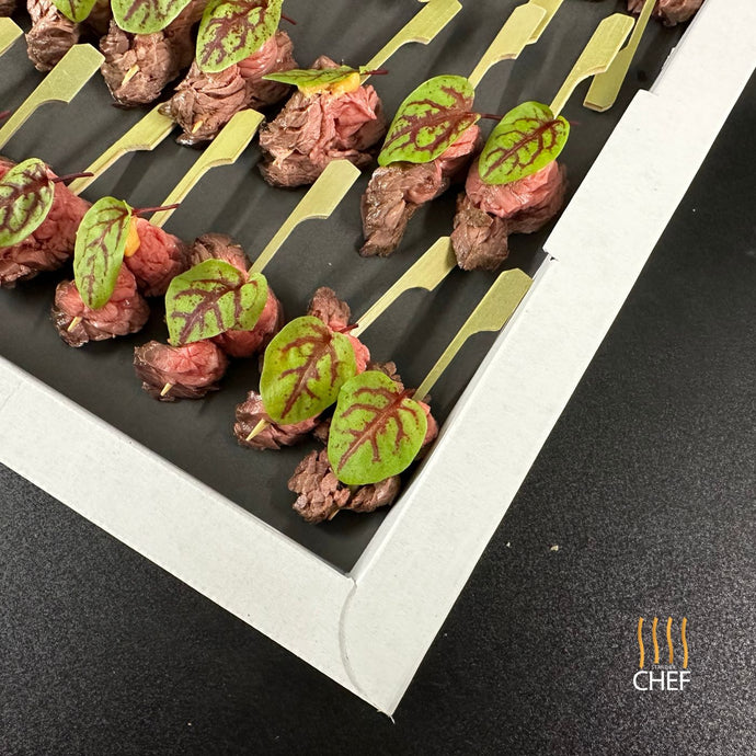 One Tray contains 30 canapes of cold canapes delivered to your office lunch catering