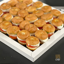 Load image into Gallery viewer, Mini Focaccia with Basil Pesto marinated Mozzarella and Tomato
