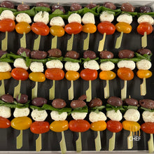 Load image into Gallery viewer, Cherry Tomato, Black Olives and Mozzarella Skewers
