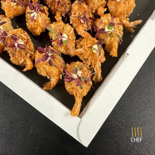 Load image into Gallery viewer, One tray contains 30 Canapes sized Panko Prawns finger food
