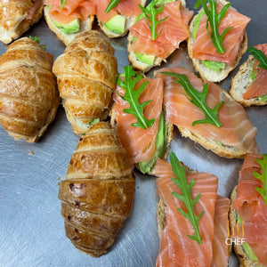 Mini Croissant with Smoked Salmon delivered to your breakfast event in London